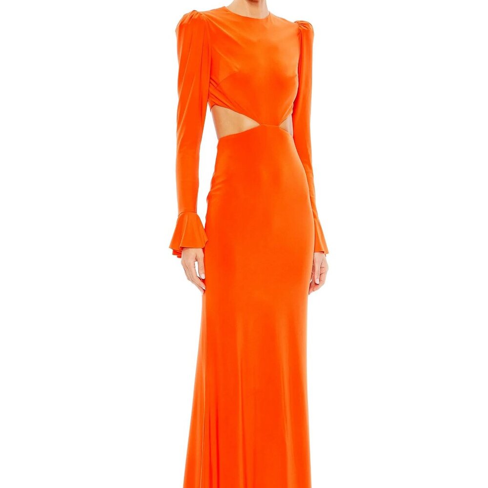 Mac Duggal 67944 Cutout Waist Long Sleeve Dress Size 8